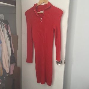 Red sweater dress